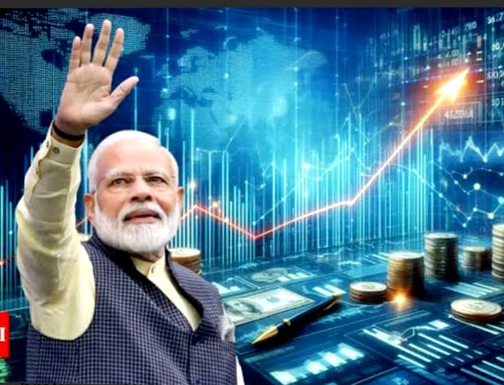 In Nifty The image shows the Prim Minister of India Mr. Narendra Modi, Modi wave" and exit polls indicating a decisive victory for the Modi government.